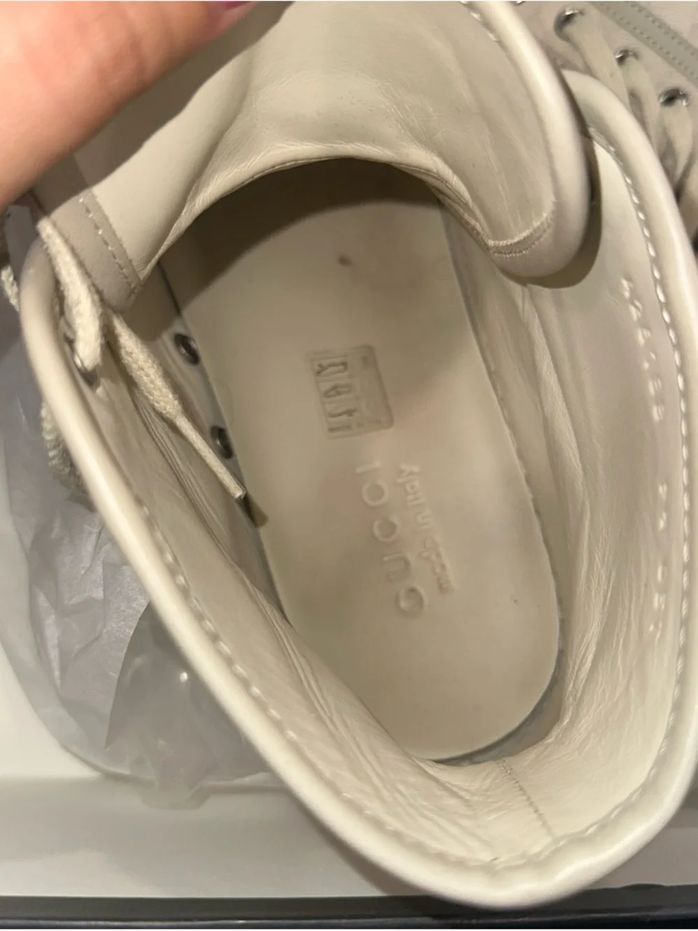 Gucci Men High-Top Canvas Sneaker in Beige US 9.5 EU 44.5